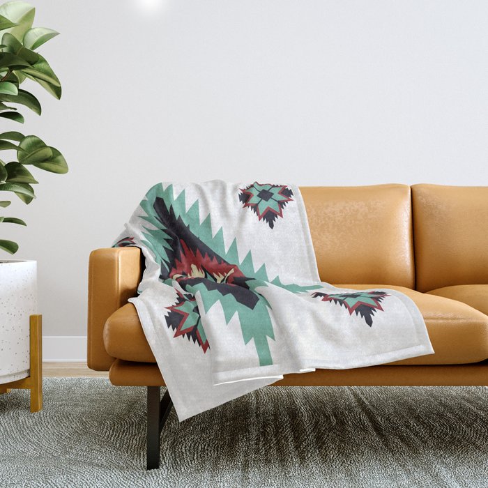 Southwest Santa Fe Geometric Tribal Indian Pattern Throw Blanket Gallery Image 1