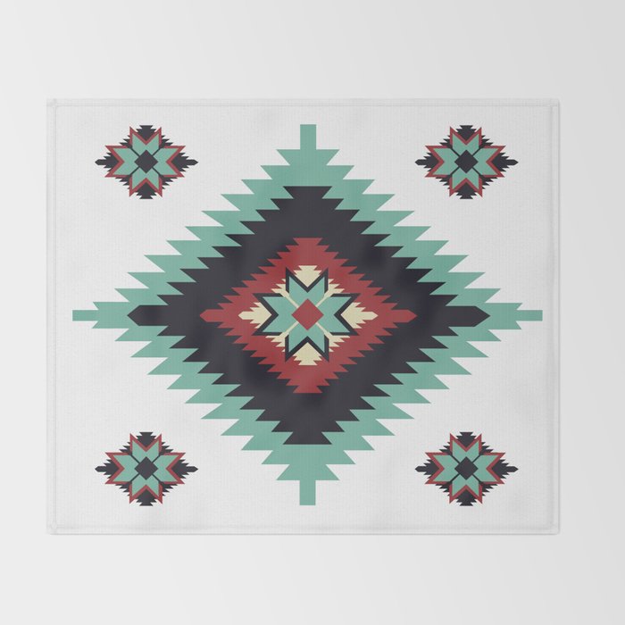 Southwest Santa Fe Geometric Tribal Indian Pattern Throw Blanket Gallery Image 2