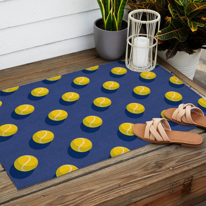 BALLS Tennis - hard court - pattern Outdoor Rug Gallery Image 2