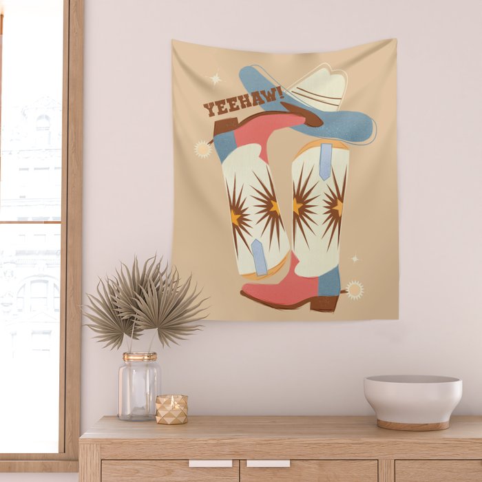 Yeehaw! Cowboy Boots Wall Tapestry Gallery Image 2