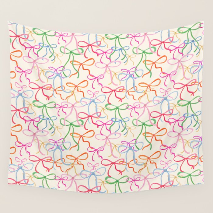 Colorful Coquette Bows  Wall Tapestry Gallery Image 1