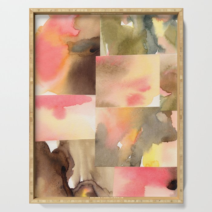 Watercolor Abstract composition 1 Serving Tray Gallery Image 1