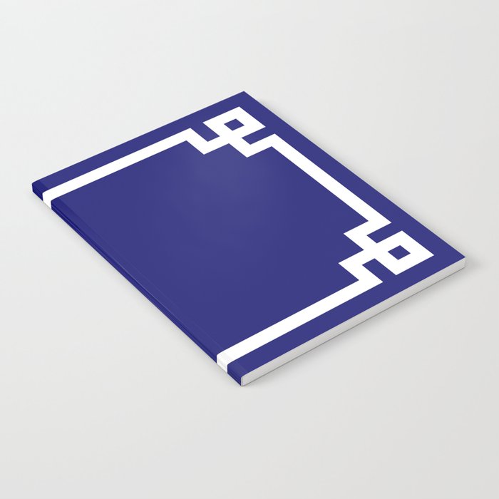 Midnight Blue and White Greek Key Border Notebook Gallery Image 2