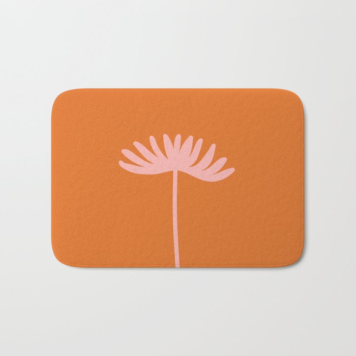 Tall Flower - Floral Minimalism in Pink and Orange Bath Mat Gallery Image 1