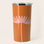 Tall Flower - Floral Minimalism in Pink and Orange Travel Mug Gallery Image 1