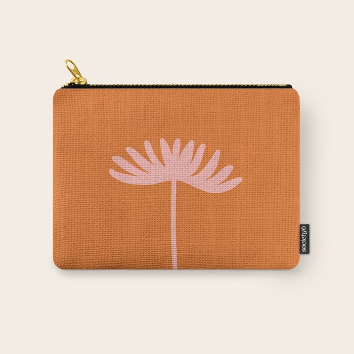 Tall Flower - Floral Minimalism in Pink and Orange Carry All Pouch Gallery Image 1