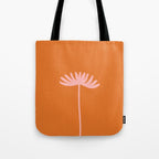 Tall Flower - Floral Minimalism in Pink and Orange Tote Bag Gallery Image 1