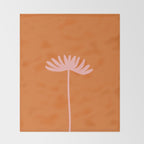 Tall Flower - Floral Minimalism in Pink and Orange Throw Blanket Gallery Image 2