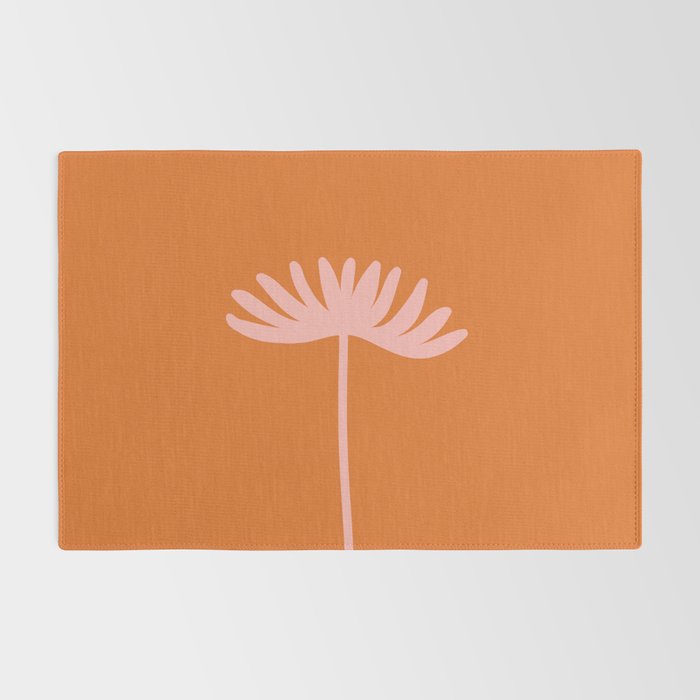 Tall Flower - Floral Minimalism in Pink and Orange Rug Gallery Image 2