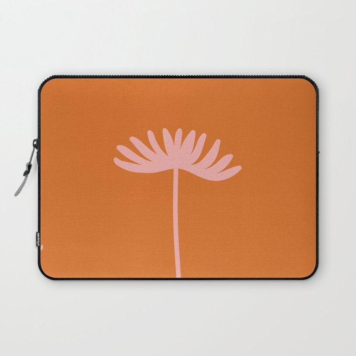 Tall Flower - Floral Minimalism in Pink and Orange Laptop Sleeve Gallery Image 1