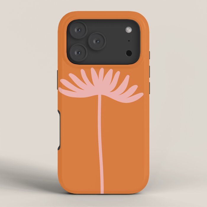 Tall Flower - Floral Minimalism in Pink and Orange iPhone Case Gallery Image 3