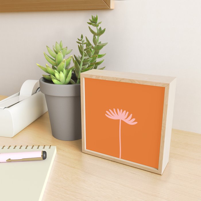 Tall Flower - Floral Minimalism in Pink and Orange Mini Art Print Gallery Image 2
