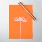 Tall Flower - Floral Minimalism in Pink and Orange Wrapping Paper Gallery Image 1