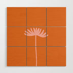 Tall Flower - Floral Minimalism in Pink and Orange Wood Wall Art Gallery Image 1