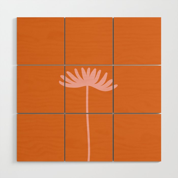 Tall Flower - Floral Minimalism in Pink and Orange Wood Wall Art Gallery Image 1