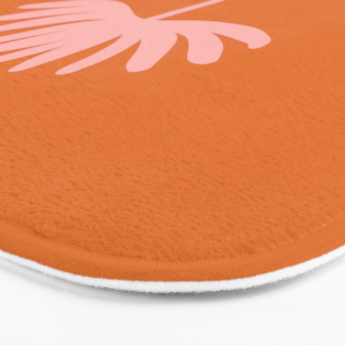 Tall Flower - Floral Minimalism in Pink and Orange Bath Mat Gallery Image 3