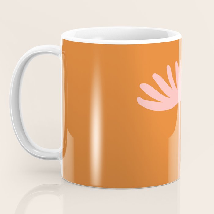 Tall Flower - Floral Minimalism in Pink and Orange Coffee Mug Gallery Image 3