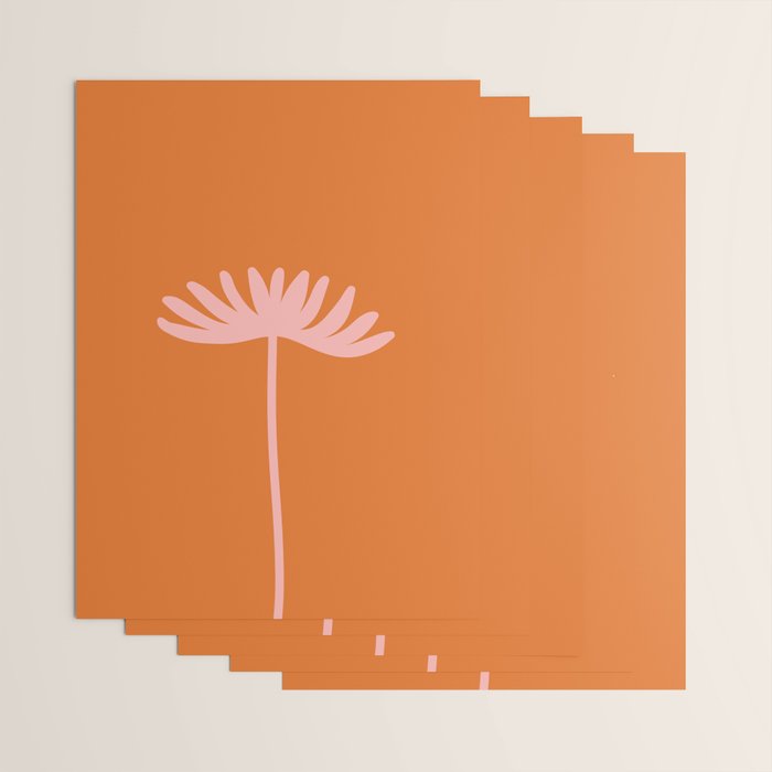 Tall Flower - Floral Minimalism in Pink and Orange Wrapping Paper Gallery Image 3