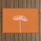 Tall Flower - Floral Minimalism in Pink and Orange Outdoor Rug Gallery Image 1