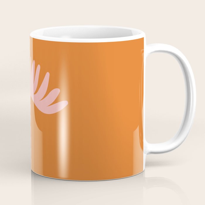 Tall Flower - Floral Minimalism in Pink and Orange Coffee Mug Gallery Image 1