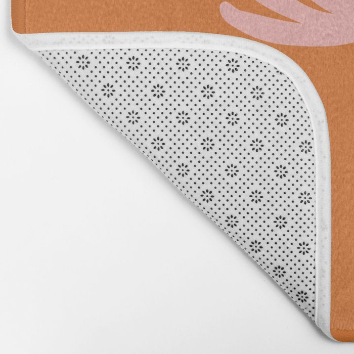 Tall Flower - Floral Minimalism in Pink and Orange Bath Mat Gallery Image 2