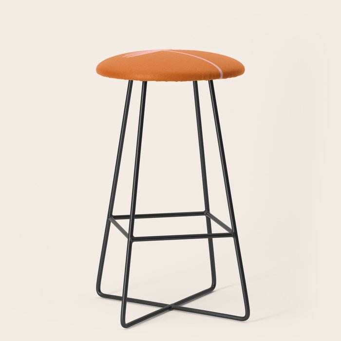 Tall Flower - Floral Minimalism in Pink and Orange Stool Gallery Image 1