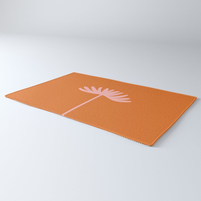Tall Flower - Floral Minimalism in Pink and Orange Rug Gallery Image 3