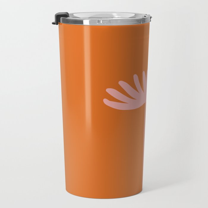Tall Flower - Floral Minimalism in Pink and Orange Travel Mug Gallery Image 3