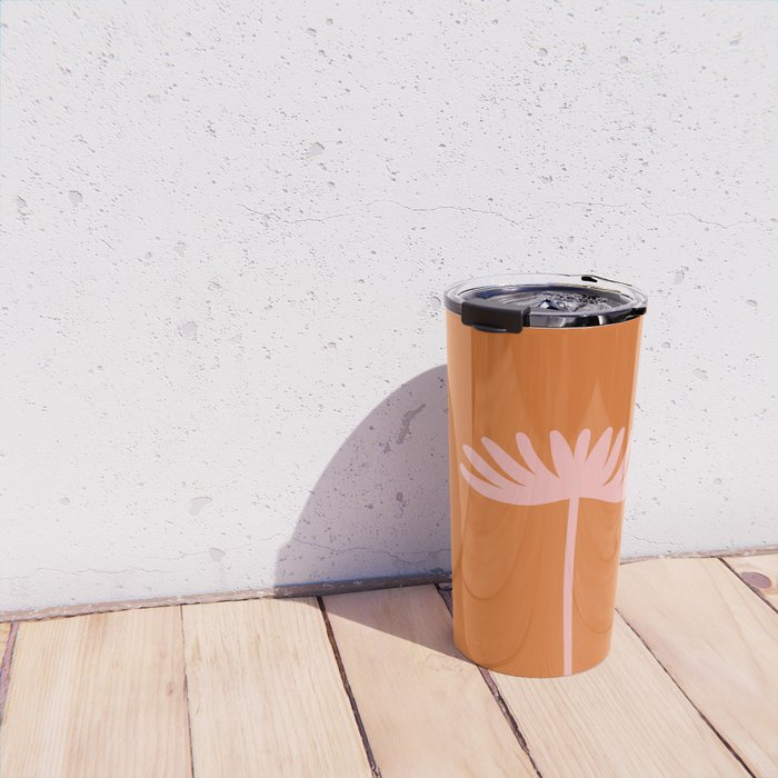 Tall Flower - Floral Minimalism in Pink and Orange Travel Mug Gallery Image 4