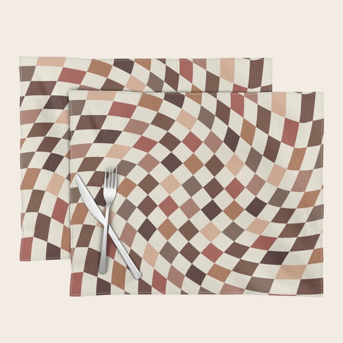 Coffee Brown Swirl Checker Placemat Gallery Image 1