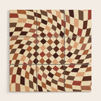 Coffee Brown Swirl Checker Wood Wall Art Gallery Image 1