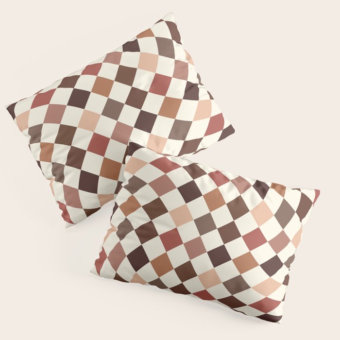 Coffee Brown Swirl Checker Pillow Sham Gallery Image 3