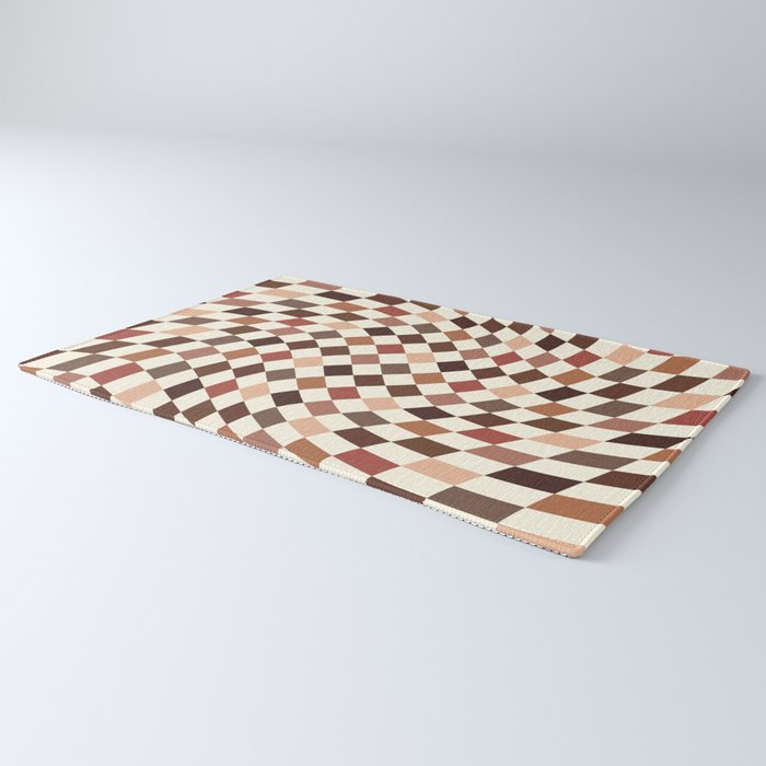 Coffee Brown Swirl Checker Rug Gallery Image 3