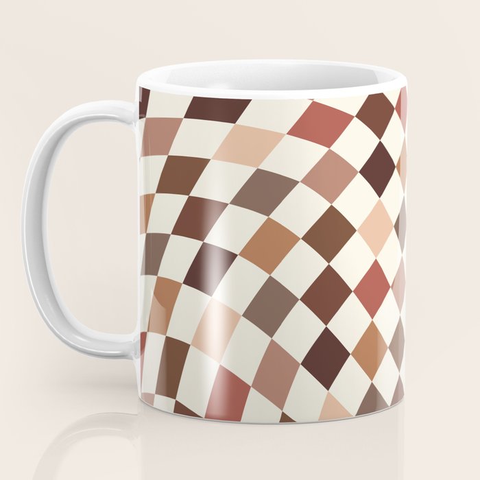Coffee Brown Swirl Checker Coffee Mug Gallery Image 3