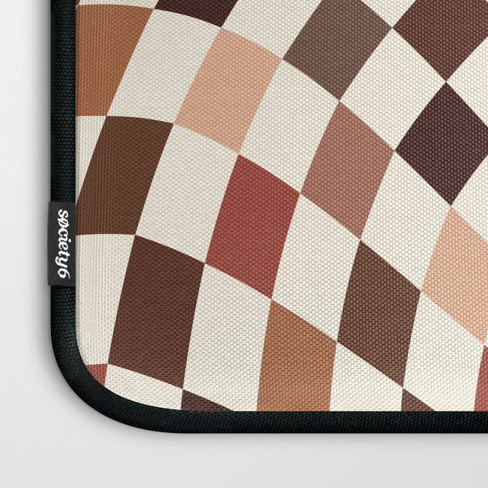 Coffee Brown Swirl Checker Laptop Sleeve Gallery Image 3
