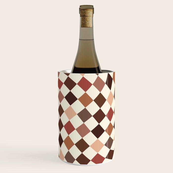 Coffee Brown Swirl Checker Wine Chiller Gallery Image 1