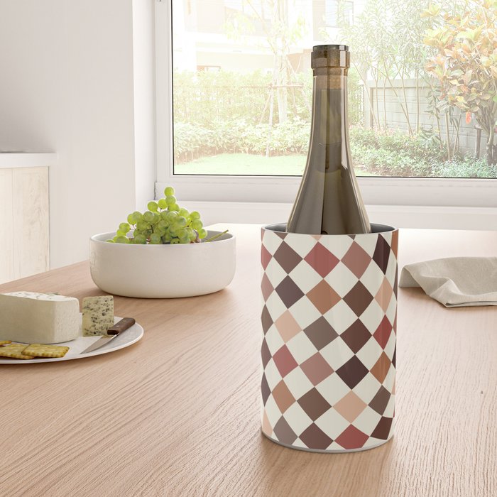 Coffee Brown Swirl Checker Wine Chiller Gallery Image 4