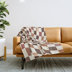 Coffee Brown Swirl Checker Throw Blanket Gallery Image 1