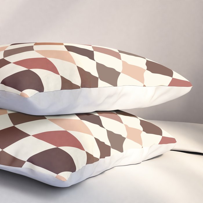 Coffee Brown Swirl Checker Pillow Sham Gallery Image 3