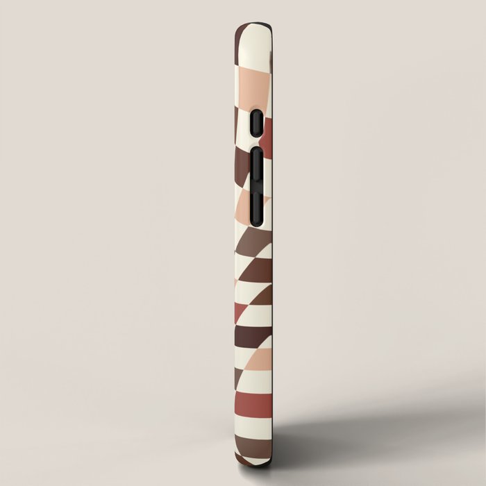 Coffee Brown Swirl Checker iPhone Case Gallery Image 2