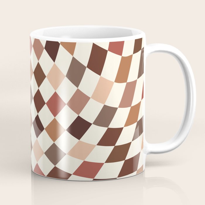 Coffee Brown Swirl Checker Coffee Mug Gallery Image 1