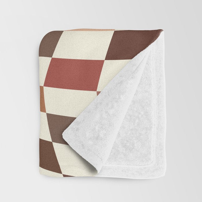 Coffee Brown Swirl Checker Throw Blanket Gallery Image 3