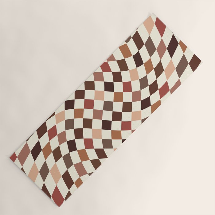Coffee Brown Swirl Checker Yoga Mat Gallery Image 1