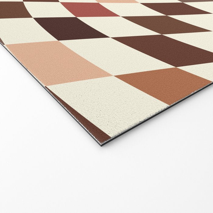Coffee Brown Swirl Checker Welcome Mat Gallery Image 2