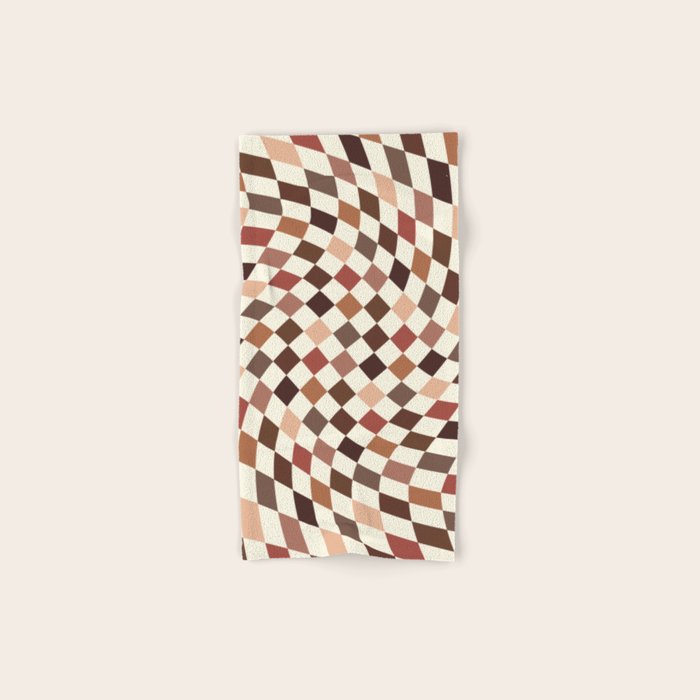 Coffee Brown Swirl Checker Bath Towel Gallery Image 1