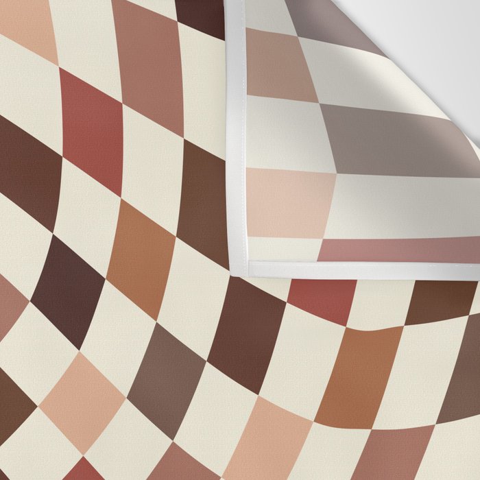 Coffee Brown Swirl Checker Wall Tapestry Gallery Image 3