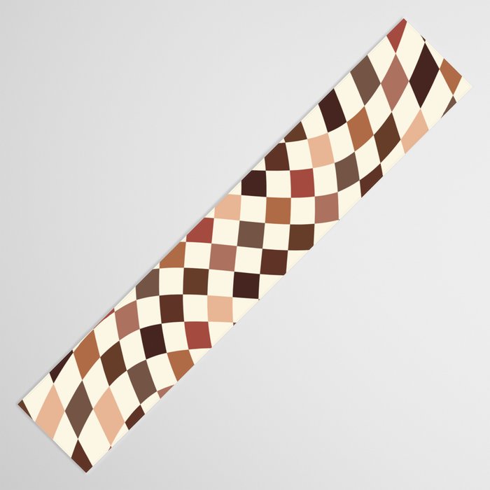 Coffee Brown Swirl Checker Table Runner Gallery Image 3