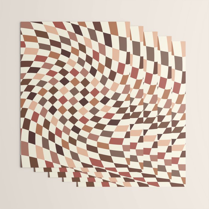 Coffee Brown Swirl Checker Wrapping Paper Gallery Image 3