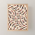 Coffee Brown Swirl Checker Mini Art Print Gallery Image 1