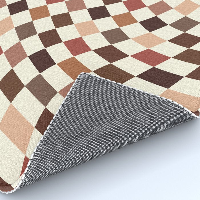 Coffee Brown Swirl Checker Rug Gallery Image 4